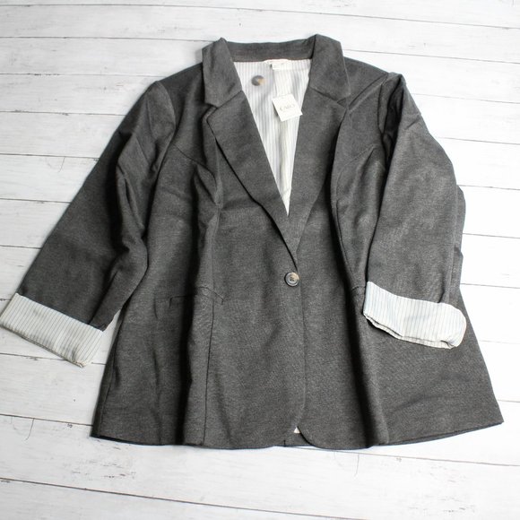 Cato Women's Gray Ponte Suit Blazer Jacket Plus Size 18 20 Career Wear - Picture 1 of 8